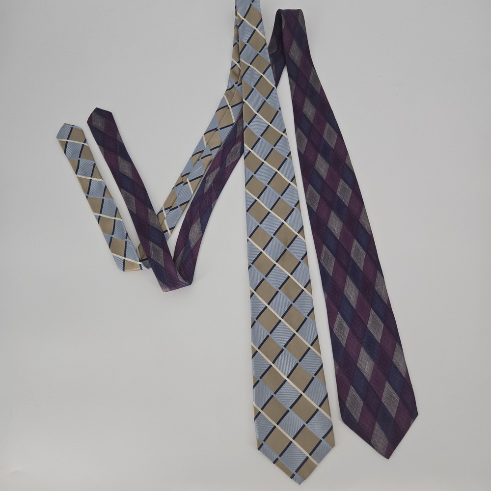 Tom James Tie Lot‎ 2 Executive Collection Innocenti Silk Geometric USA Neckties